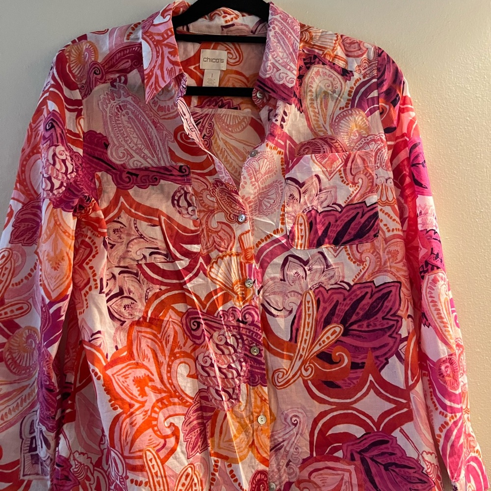 Chico's Vibrant Paisley Button-Up Shirt
